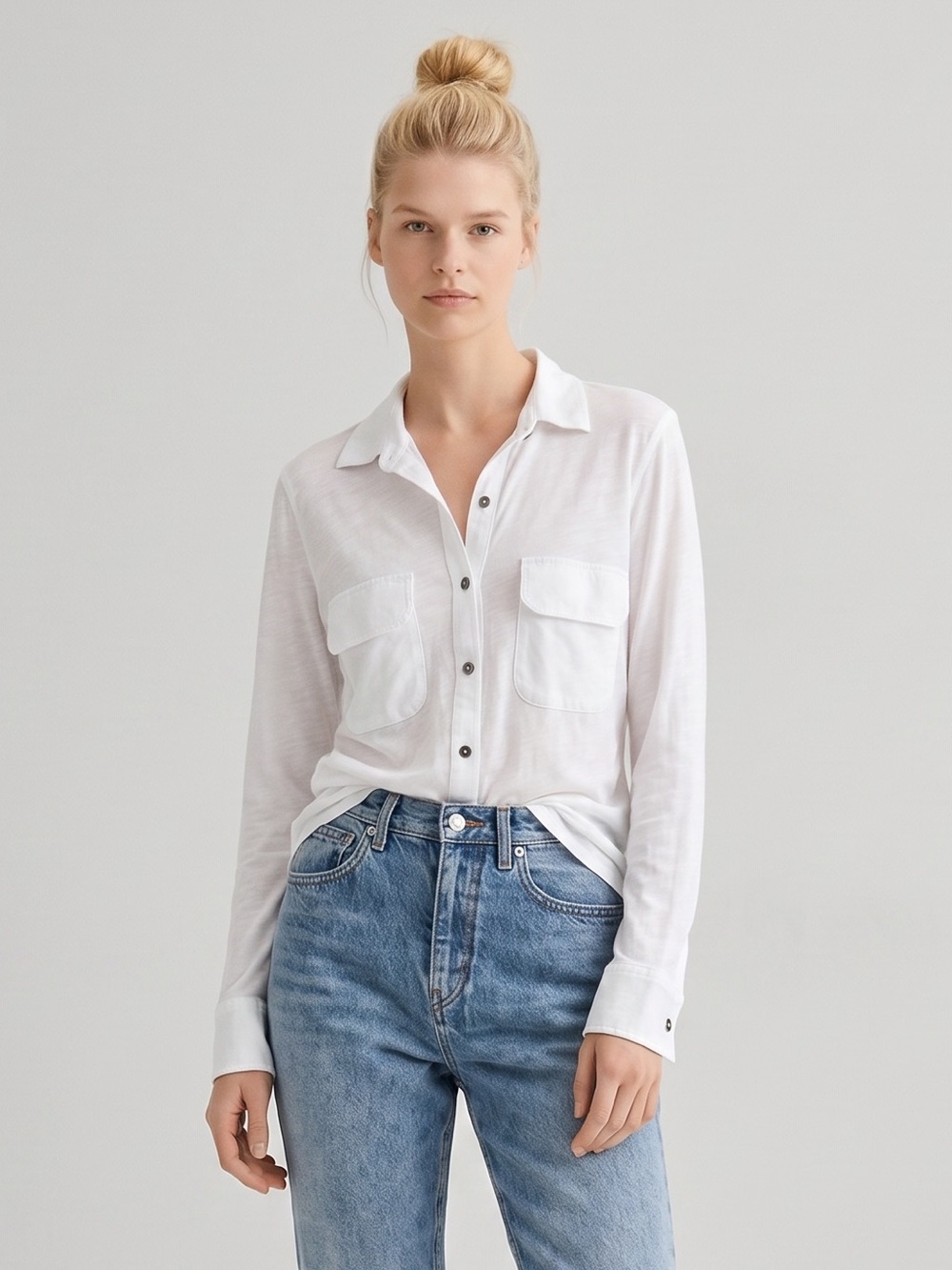 Pati de St Barth pima collection Button-Up Shirt. Linen/ PERU pima cotton. XL